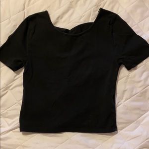 Forever 21 black crop top with criss cross back